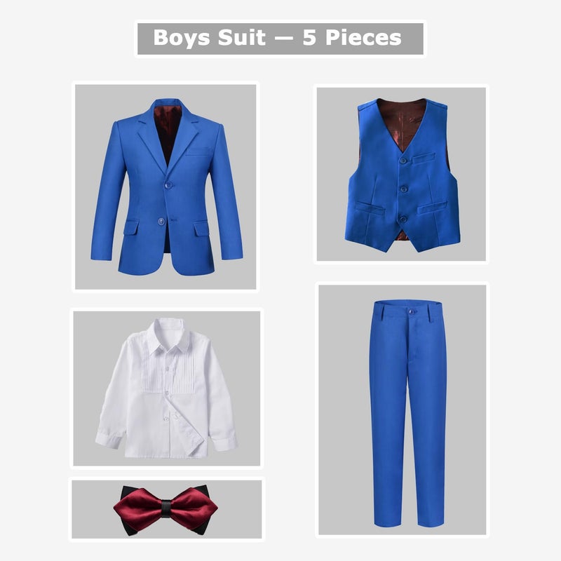 Yavakoor Suits for Boys Formal Suit Size 10 Kids Royal Blue Tuxedo Suit for Boy Wedding Guest Outfit Dresswear - Image 2